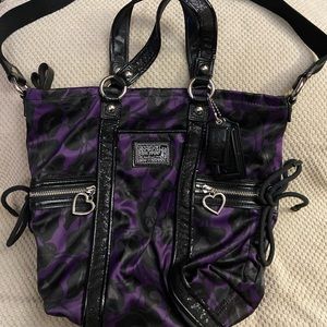 Coach Purple and Black Poppy Tote